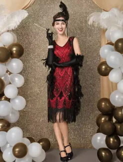 Robe Charleston Robe Année 20 Costume Vintage Robe Rétro Robe Great Gatsby Déguisements Halloween Bourgogne
