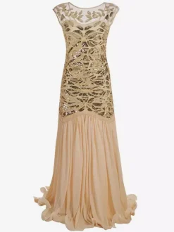 Robe Charleston Robe Année 20 Robe de Soirée Robe Flapper Great Gatsby Costume Rétro Femmes Paillettes Robe Longueueue Déguisements Halloween