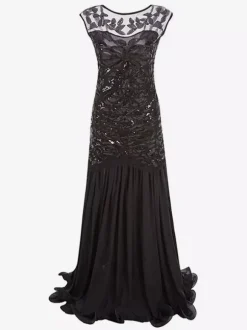 Robe Charleston Robe Année 20 Robe de Soirée Robe Flapper Great Gatsby Costume Rétro Femmes Paillettes Robe Longueueue Déguisements Halloween