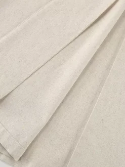 Robe-chemise femme en lin et coton mélangés couleur avoine - Robe longue sans manches à revers cranté et poche - Élégante tenue de bureau d'été avec ceinture - Collection 2026