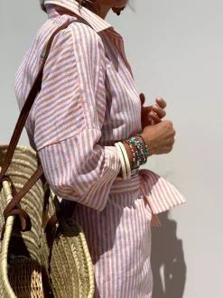 Robe-chemise imprimée pour femme - Kaftan midi décontracté à col boutonné et taille nouée - Collection été 2026