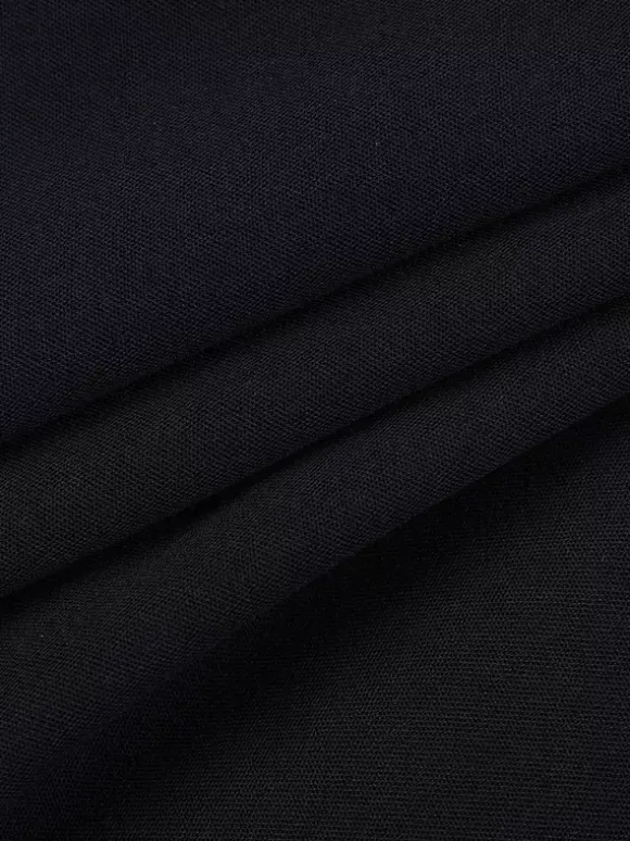 Robe-chemise à découpe et n艙ud sur le devant pour femme - Mini-robe noire à manches longues et ourlet à volants - Collection streetwear printemps 2026