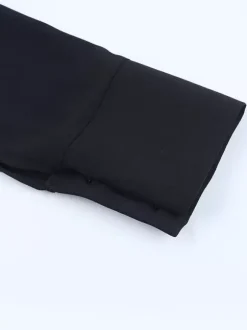 Robe-chemise à découpe et n艙ud sur le devant pour femme - Mini-robe noire à manches longues et ourlet à volants - Collection streetwear printemps 2026