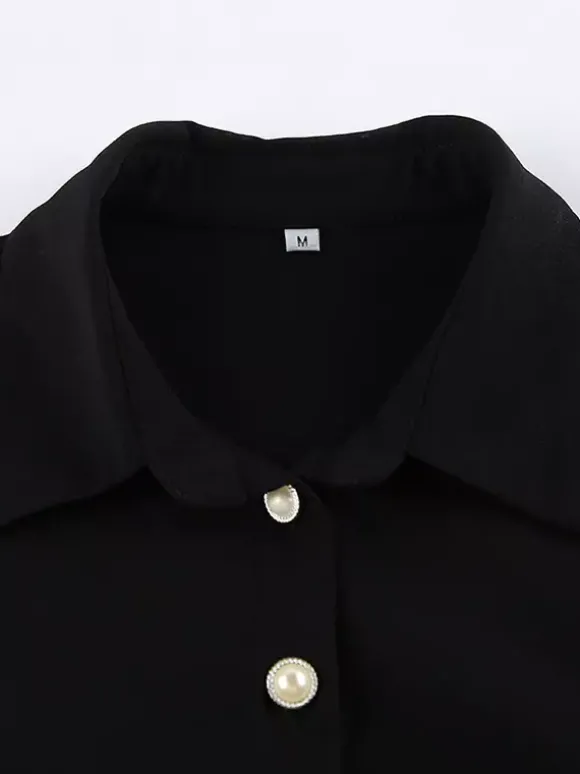 Robe-chemise froncée pour femme mini-robe chic - Ourlet en dentelle noire manches longues coupe moulante - Idéale pour le printemps du bureau au dîner (2026)