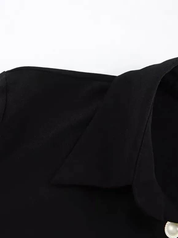 Robe-chemise froncée pour femme mini-robe chic - Ourlet en dentelle noire manches longues coupe moulante - Idéale pour le printemps du bureau au dîner (2026)
