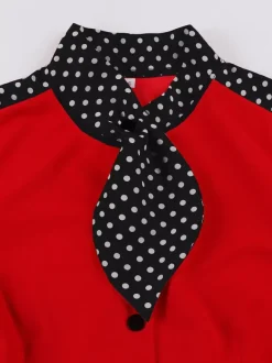 Robe chemise rétro à pois avec cravate et ceinture robe mi-longue d'inspiration vintage pour femme 2026