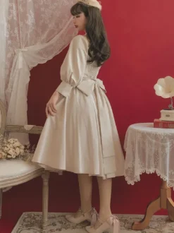 Robe Classique Lolita OP À Manches Bouffantes Lolita Vintage Une Pièce Rétro Robe