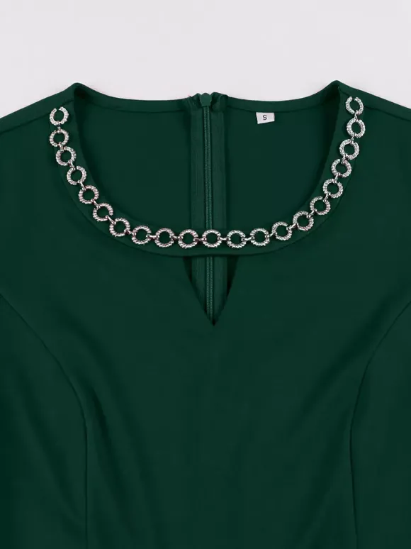 Robe cocktail swing vintage années 1950 manches courtes style rétro femme
