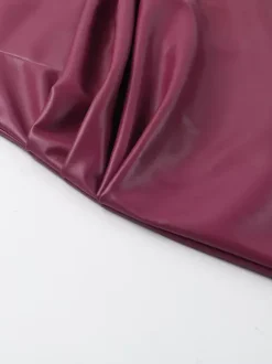 Robe corset en similicuir pour femme - Robe longue bordeaux gothique à lacets et fronces au dos - Tenues de soirée estivales 2026