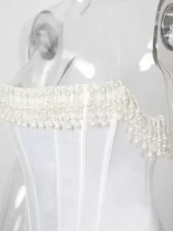 Robe Corset Frange Plissée À Lacets Dos Bal Fête D'anniversaire Robes Midi