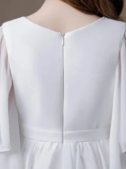 Robe cortège enfant robe cérémonie fille col rond manche courte zip sur dos