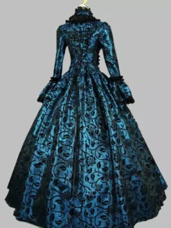 Robe Costume Robe Rococo Costume Baroque Dentelle Volant Opéra Robe de Soirée Déguisements Halloween Bourgogne
