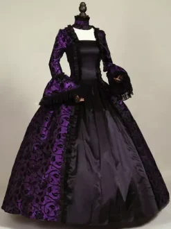 Robe Costume Robe Rococo Costume Baroque Dentelle Volant Opéra Robe de Soirée Déguisements Halloween Bourgogne
