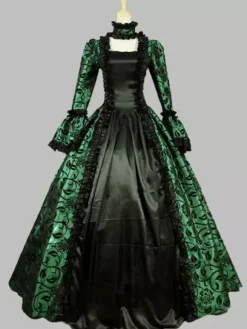 Robe Costume Robe Rococo Costume Baroque Dentelle Volant Opéra Robe de Soirée Déguisements Halloween Bourgogne