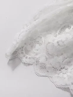 Robe courte blanche en dentelle pour femme épaules dénudées et taille haute Daily Dresses