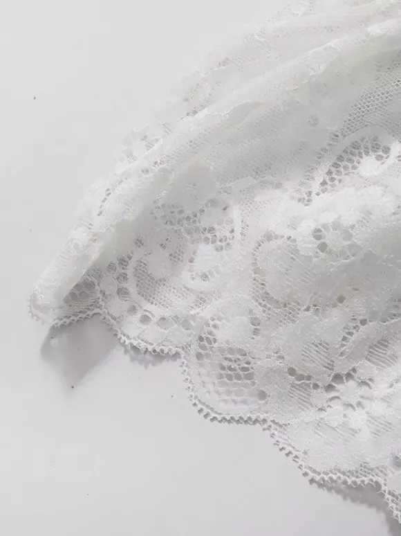 Robe courte blanche en dentelle pour femme épaules dénudées et taille haute Daily Dresses