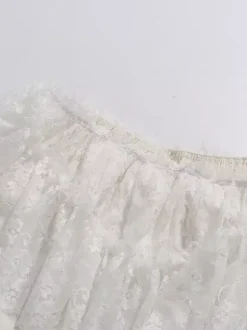 Robe courte blanche en dentelle pour femme épaules dénudées et taille haute Daily Dresses