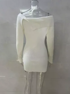 Robe courte en maille à épaules dénudées pour femmes 2026