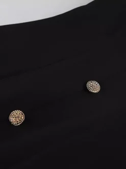 Robe courte à manches bouffantes pour femme style rétro chic - Noir élégant col montant coupe moulante - Idéale pour le printemps 2026