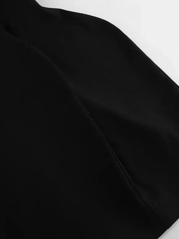Robe courte noire à col en V pour femme - Manches bouffantes élégantes coupe sablier - Tenue élégante pour un rendez-vous galant 2026