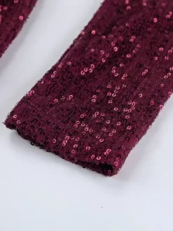 Robe courte à sequins scintillants pour femme - Décolleté plongeant sexy manches longues coupe moulante froncée - Tenue de cocktail printanière 2026