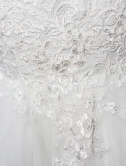 Robe cérémonie fille col rond brodée en tulle robe de fille de fleur