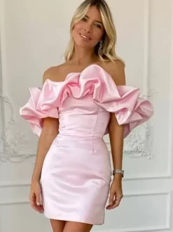 Robe cupcake chic sans bretelles fendue mini robes de fête d'anniversaire