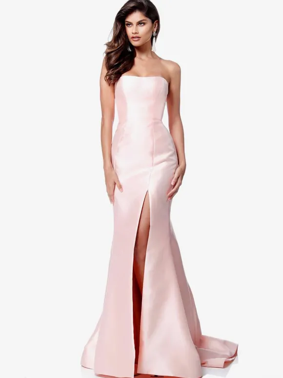 Robe de bal en tissu satiné sans bretelles sirène sans manches fendue sur le devant robes de soirée