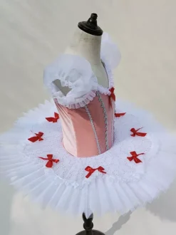 Robe de ballet blanche pour petite fille n艙ud papillon en polyester.