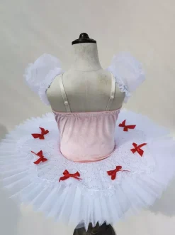 Robe de ballet blanche pour petite fille n艙ud papillon en polyester.