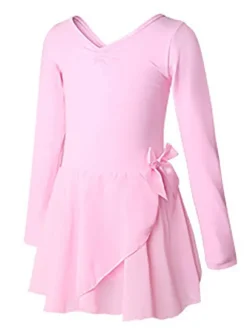 Robe de ballet rose danseuse enfants arcs plissés 艙uvre d'art plissée en mélange de coton robe tunique vêtements de performance fille costume de danse