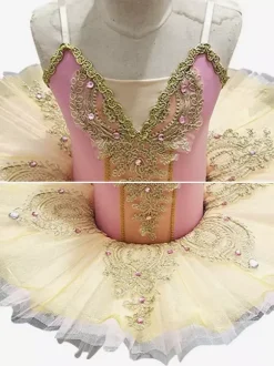 Robe de Ballet rose pour femmes et enfants ballerine à volants en dentelle et Polyester vêtements de danse