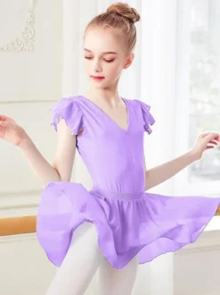 Robe de ballet Violet Ballerine enfants plissée Oeuvre d'art façonnant Ensemble vêtements de performance