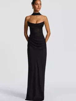 Robe de bal longue sirène cintrée à taille froncée avec foulard pour femme 2026