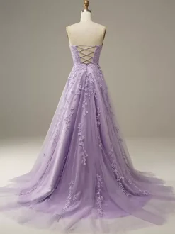 Robe de bal robe de soirée bustier laçage sur dos avec traîne
