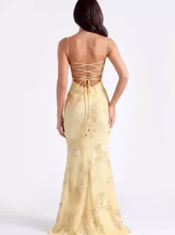 Robe de bal sirène à col c艙ur sans manches lacée ornée de fleurs en dentelle robe de soirée formelle