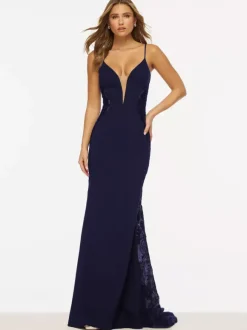 Robe de bal sirène col en V dentelle balayage dentelle robes de soirée formelles