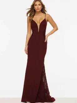 Robe de bal sirène col en V dentelle balayage dentelle robes de soirée formelles