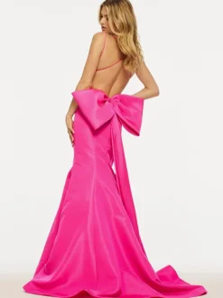 Robe de bal sirène col en V taffetas balayage n艙uds robes de soirée formelles