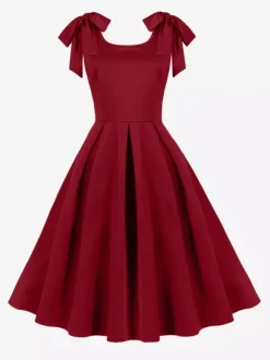 Robe de cocktail swing vintage années 1950 pour femme sans manches style rétro