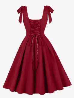 Robe de cocktail swing vintage années 1950 pour femme sans manches style rétro