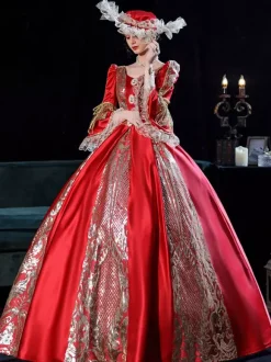 Robe de costume victorienne rococo rouge Robe Marie Antoinette Bourgogne