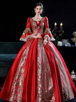 Robe de costume victorienne rococo rouge Robe Marie Antoinette Bourgogne