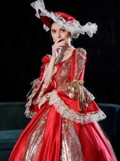 Robe de costume victorienne rococo rouge Robe Marie Antoinette Bourgogne