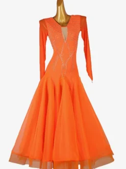 Robe De Danse De Salon Orange Costume De Danse Femmes