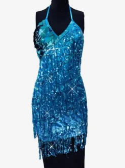 Robe de Danse Latine à Bretelle Oren Femmes 2026 Frange Paillettess Costume de Danse Déguisements Halloween