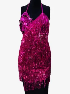 Robe de Danse Latine à Bretelle Oren Femmes 2026 Frange Paillettess Costume de Danse Déguisements Halloween