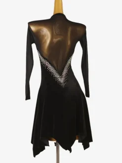 Robe De Danse Latine Fendue Vert Foncé Pour Femmes Costume De Danse