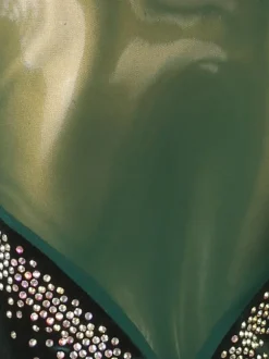 Robe De Danse Latine Fendue Vert Foncé Pour Femmes Costume De Danse