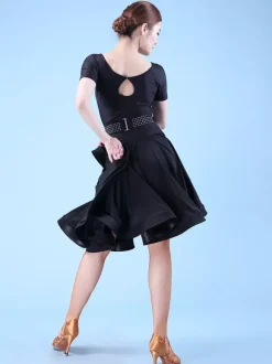 Robe de danse latine pour femme jupe volumineuse robes de performance de danse latine
